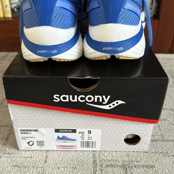 Saucony Endorphin Speed 3, Women’s 9, Horizon Blue/Gold - Picture 11 of 12